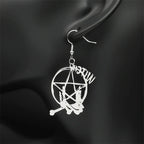Star Baphomet Steel Earrings Goth Witchcraft Satan