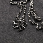 Gothic Pirate Octopus Skull Necklace Pendant Men Retro Street Rock Stainless Steel Octopus Necklace Chain Jewelry