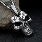 Vintage Large Skull Pendant Necklace — Stainless Steel