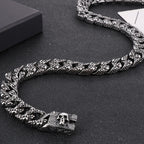 Gothic Skull Link Chains Necklace for Men Punk Stainless Steel Statement Halloween Skeleton Jewelry Accessories Men's