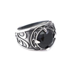 Gothic Dragon Black Ring Vintage Claw Punk Stone