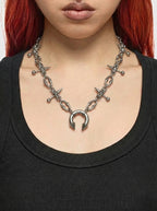 Punk Grunge Goth Rivet Spike Clavicle Chain Necklace