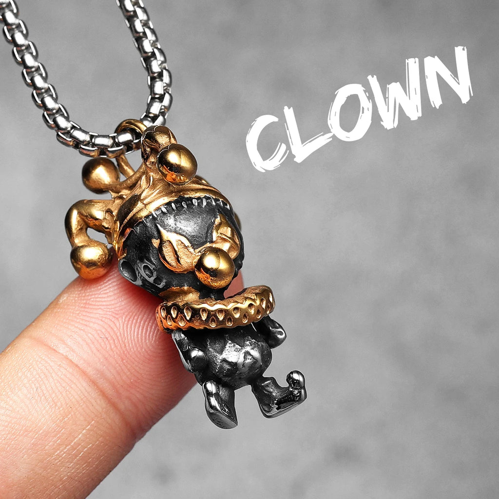 Clown Pendant Necklace — Stainless Steel