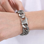 Retro 18MM Width Curb Cuban Link Chain Bracelet for Man Solid Stainless Steel Men's Bracelets Jewelry Accessories Gifts