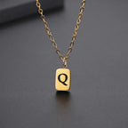 Letter Pendant Square Chain — Gold
