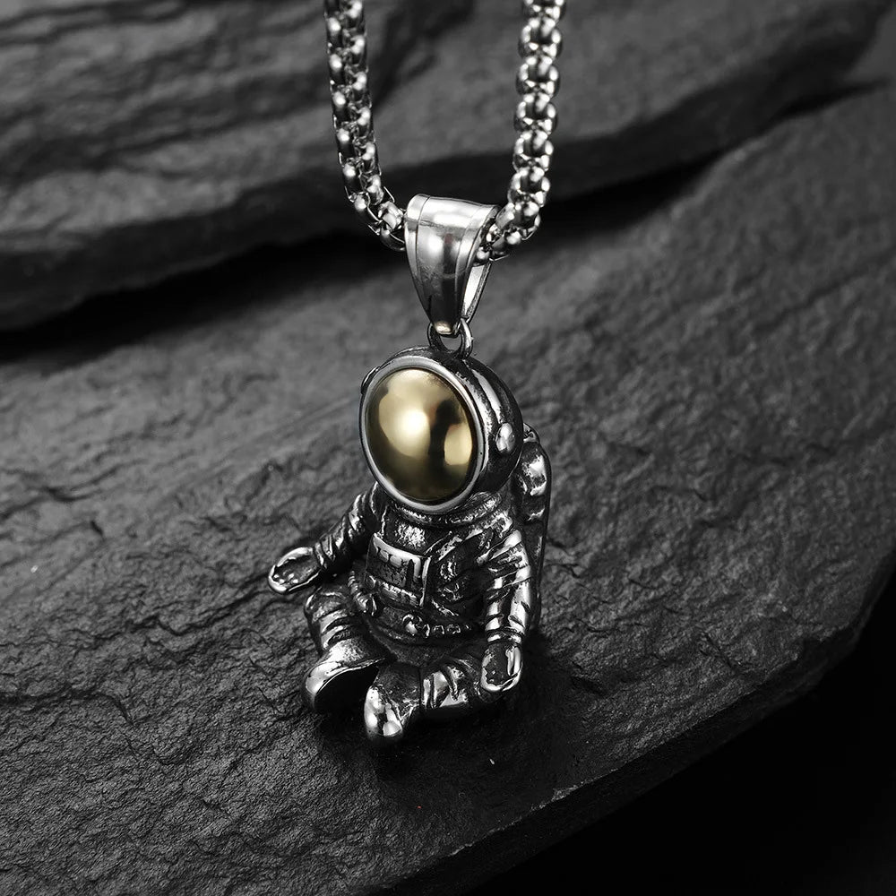 Astronaut Stainless Steel Pendant Necklace