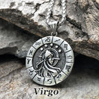 12 Constellation Zodian Signs Pendants Unique Design Horoscope Two-Sided Pendant Necklace for Men Women Jewelry Birthday Gifts