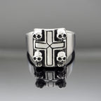 Iron Cross Skull Ring — Stainless Steel