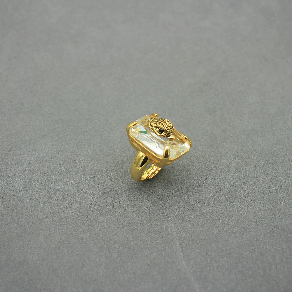 Ring Niche Styleclassy Ring Transparent Zircon Ring Copper Plated Real Gold Animal