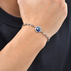 Turkish Evil Eye Beaded Bracelet for Men — Stainless Steel