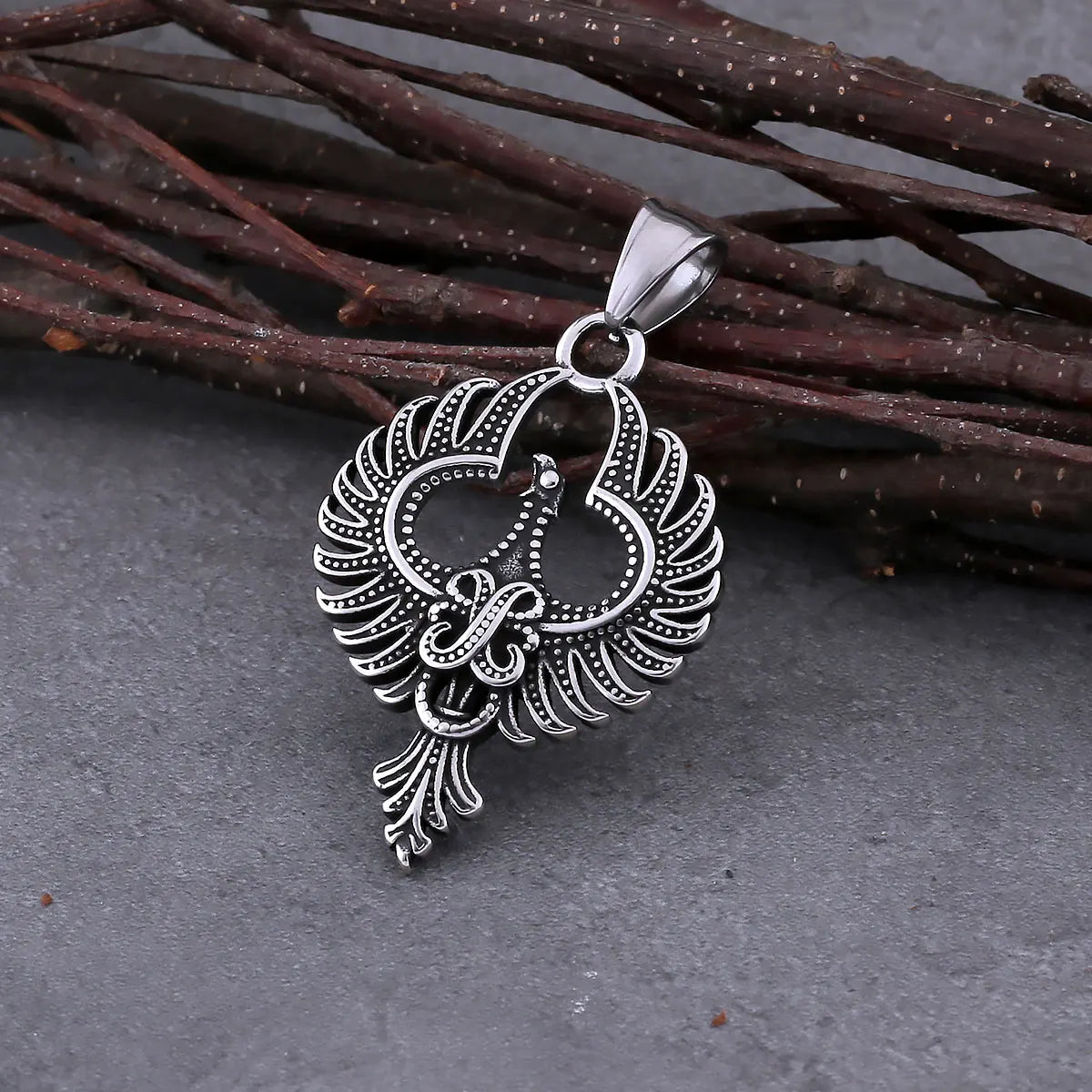 Mens Stainless Steel Animal Phoenix Totem Necklace Hip Hop Rock Biker Vintage Pendant Necklace Fashion Charm Jewelry