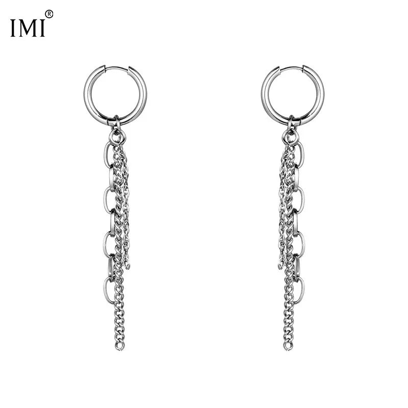 Fringed Chain Earrings — Stainless Steel