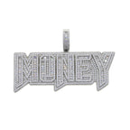 New Hip Hop Money Pendant Necklace Gold Color Iced Out Bling CZ Cubic Zirconia Letters Rich Dollar Charm Men Women