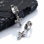 Celtic Knot Cross Hoop Earrings for Men — Black Square Drop