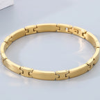Heavy Tungsten Steel Man Bracelets for Men Woman Gold Color High Polished 7MM Width Link Chain Hand Bracelet Men