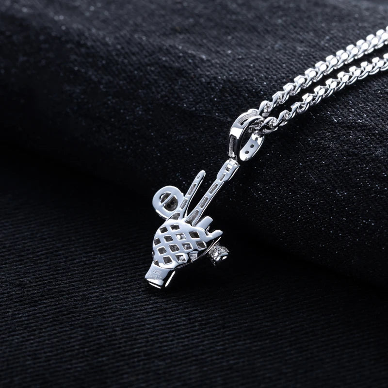 Iced Out Microphone Pendant — 925 Silver