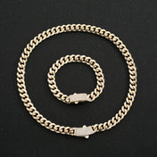 Classic Cuban Link Chain Necklace 10mm Wide — Black-Tone