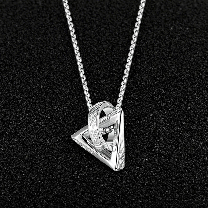 Geometric Triangle Circle Pendant Necklace — Box Chain
