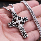 Fashion Vintage Stainless Steel Cross Pendant Necklace For Men Nordic Viking Celtic Knot Necklaces Amulet Jewelry Gift
