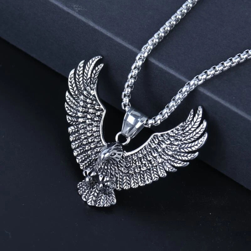 Stainless Steel Eagle Pendant Necklace Vintage