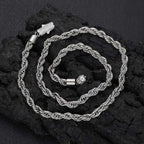 6mm Stainless Steel Rope Chain Necklace With Iced Out CZ Clasp Hip Hop Link For Women/Men