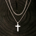 2PCS/SET INGCHAU Fashion Stainless Steel Twisted Chain Cross Necklace for Men Stacked Cuba Chain Necklace Men Spiritual Jewlery
