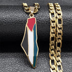 Israel-Palestine Map Pendant Necklace — Gold-Tone