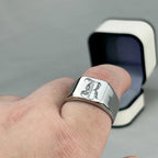 Personalised Initial Engrave A to Z Alphabet Stainless Steel Signet Blank Plain Ring Band High Polished Gold Color Tone