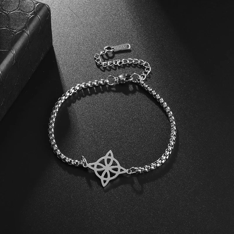 Witchcraft Witch Knot Necklace Irish Trinity Knot Triple Spiral Pendant Stainless Steel Ankh Cross Pentagram Amulet Jewelry