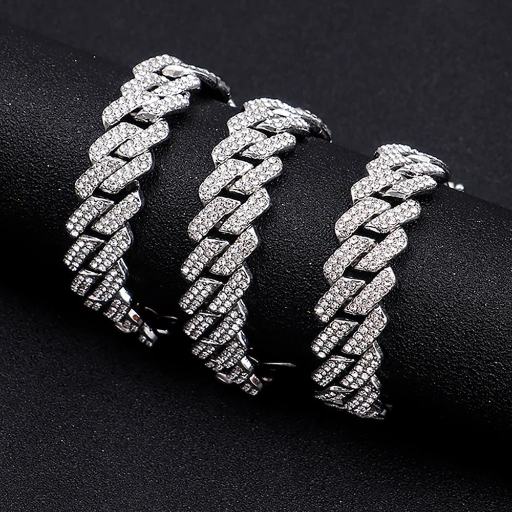 Iced Out Cuban Link Chain Necklace 14mm — Two-Tone
