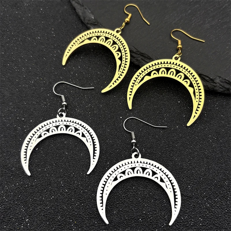 Moon Gold Pendant Witchcraft Divination Hoop Crescent