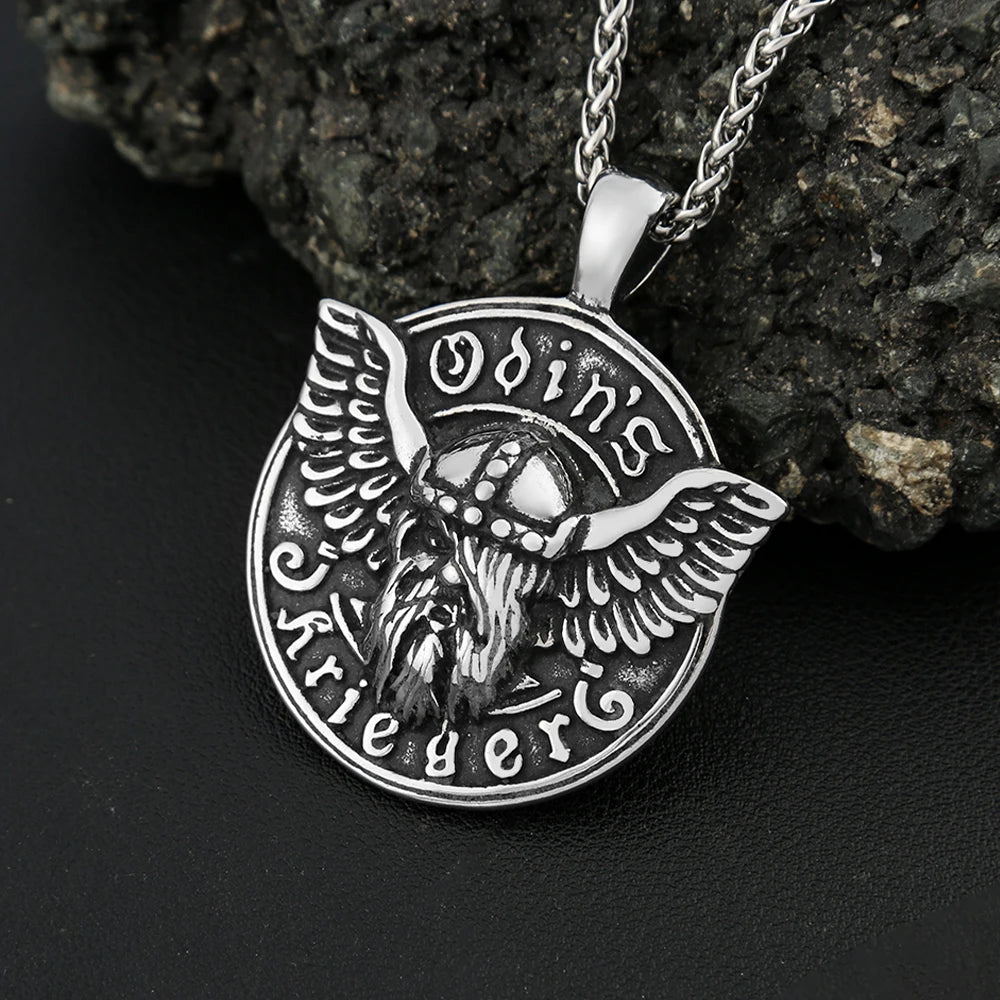 Odin Steel Pendant Vintage Nordic Vikings Head
