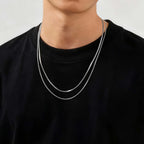 Two-Tone Box Chain Necklace Set — Stainless Steel