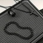 Cuban Cross Pendant Necklace Bracelet Ring Set — Stainless Steel
