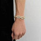Iced Out Cuban Bracelet Stainless Steel Pig Nose