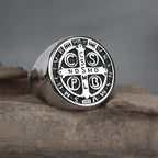 Saint Benedict Cross Men Rings Punk Hip Hop for Boyfriend Male Stainless Steel Jewelry Creativity Gift Wholesale