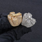 Iced Out Cross Jesus Ring Stainless Steel CZ