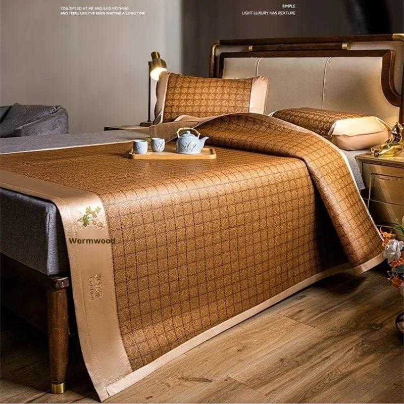 Cool Mat Bamboo Mat Summer Naked Sleeping Student Dormitory Mattress Foldable Ice Silk Mat Dual-Use Double-Sided