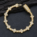 Gold Cross Bracelet Iced Out 10MM Flower Star
