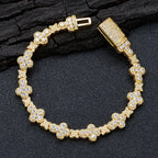 Gold Cross Bracelet Iced Out 10MM Flower Star