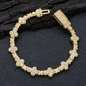 Gold Cross Bracelet Iced Out 10MM Flower Star