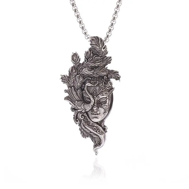 Vintage Punk Mythology Style Metal Sexy Angel Goddess Pendant Necklace for Men Women Classic Mysterious Souvenir Jewelry