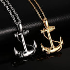 Anchor Cross Pendant Necklace — Stainless Steel