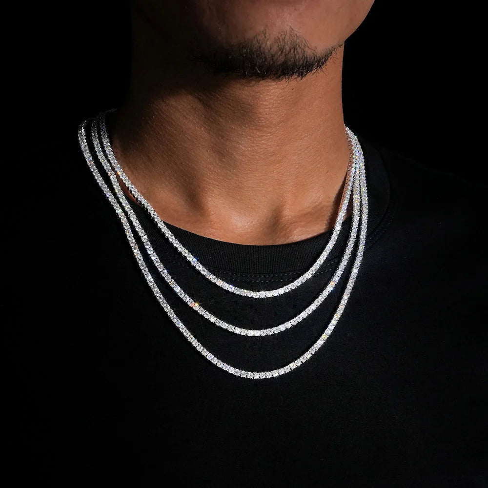 Tennis Chain Necklace Stainless Steel Moissanite