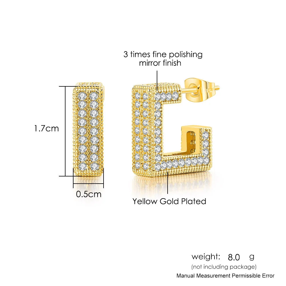 Iced Out Stud Earrings — Gold