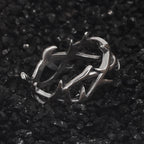 925 Sterling Silver Gothic Thorn Couple Rings for Women Men Punk Retro Cool Spiky Finger Ring Adjustable Hip-hop Y2k
