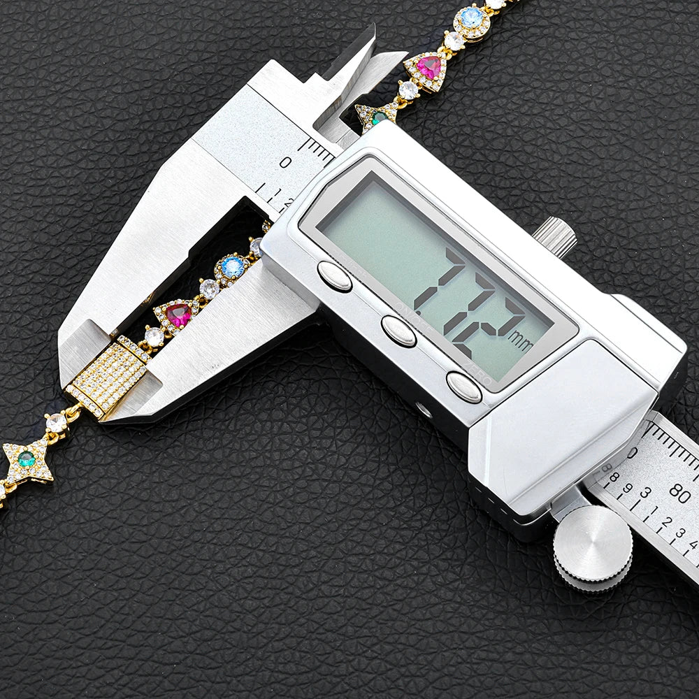 Gold Iced Out Tennis Necklace Colored Gemstone