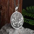 Virgin Mary Medal Iced Pendant Necklace