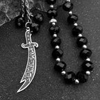 Imam Ali Zulfiqar Sword Beaded Hanging Charm — Stainless Steel