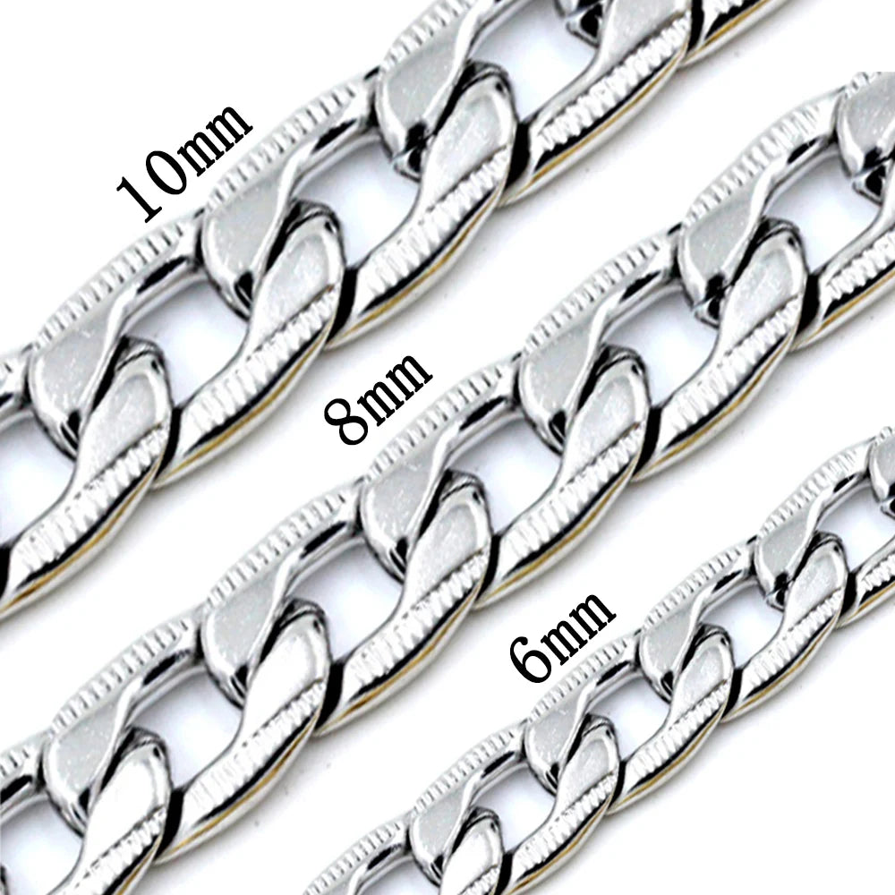 LUXUSTEEL Cuban Chain Necklace for Men Women Golden Plated Mixed Silver Stainless Steel Pattern Curb Link Chain Male Collar